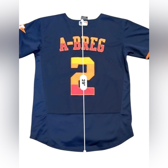 Nike Houston Astros #2 A-Breg Jersey MLB Sz 40 Med Navy/Red/Orange​​ Made USA​ - Picture 5 of 9